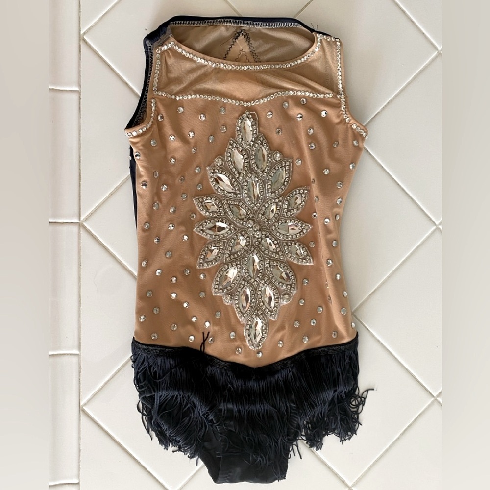 CUSTOM DANCE SOLO COSTUME  Size 10 Black